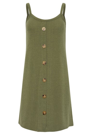 PixieGirl Petite Khaki Green Button Front Sleeveless Dress