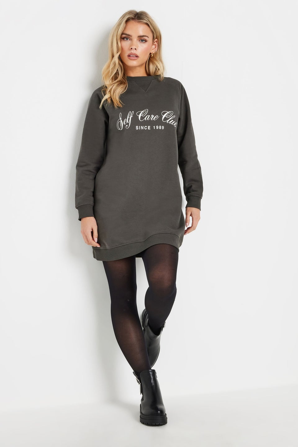 Pixiegirl Grey Self Care Club Sweatshirt Dress