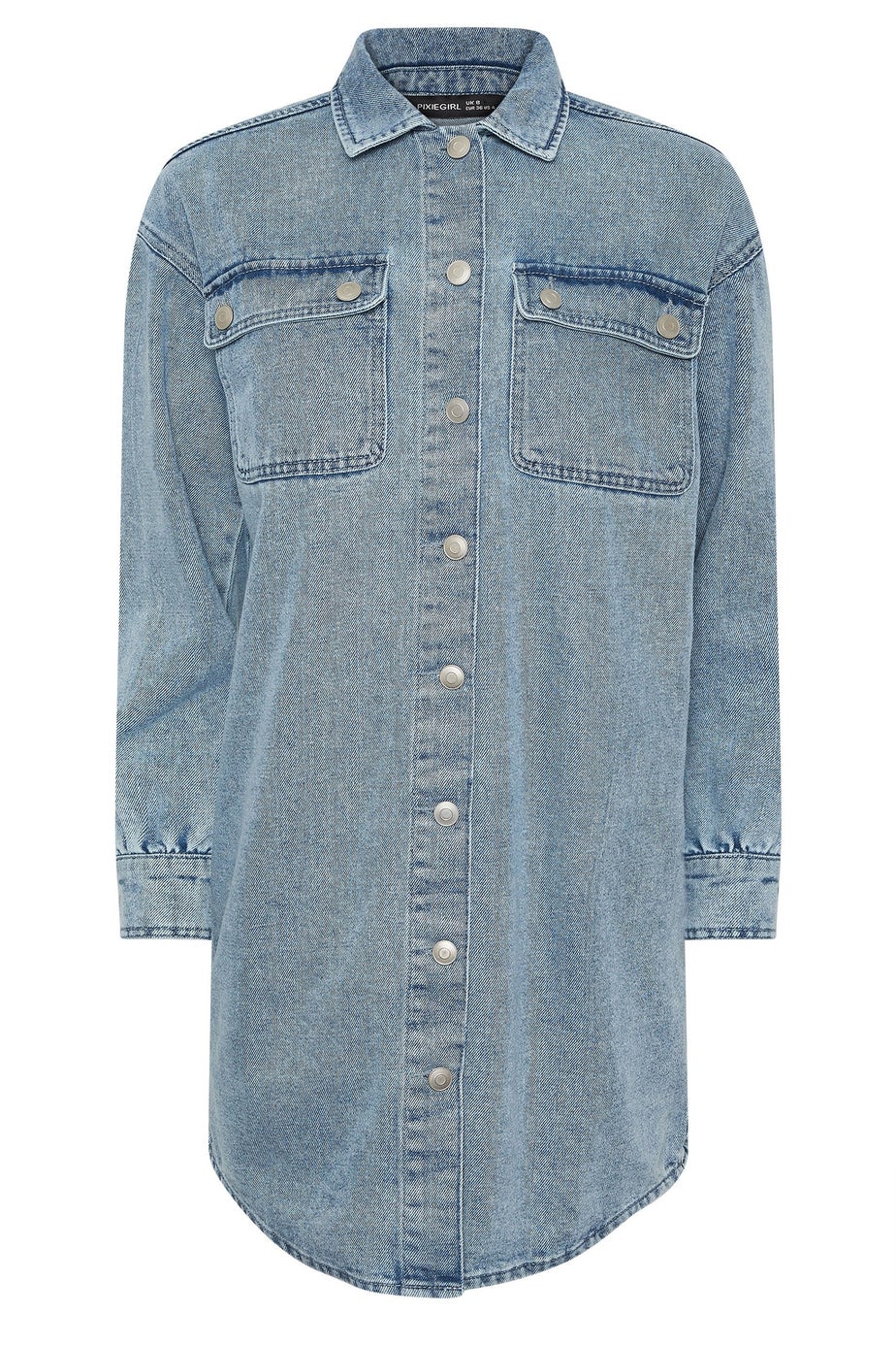 PixieGirl Petite Blue Denim Shirt Mini Dress