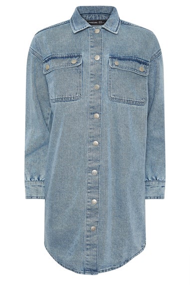 PixieGirl Petite Blue Denim Shirt Mini Dress