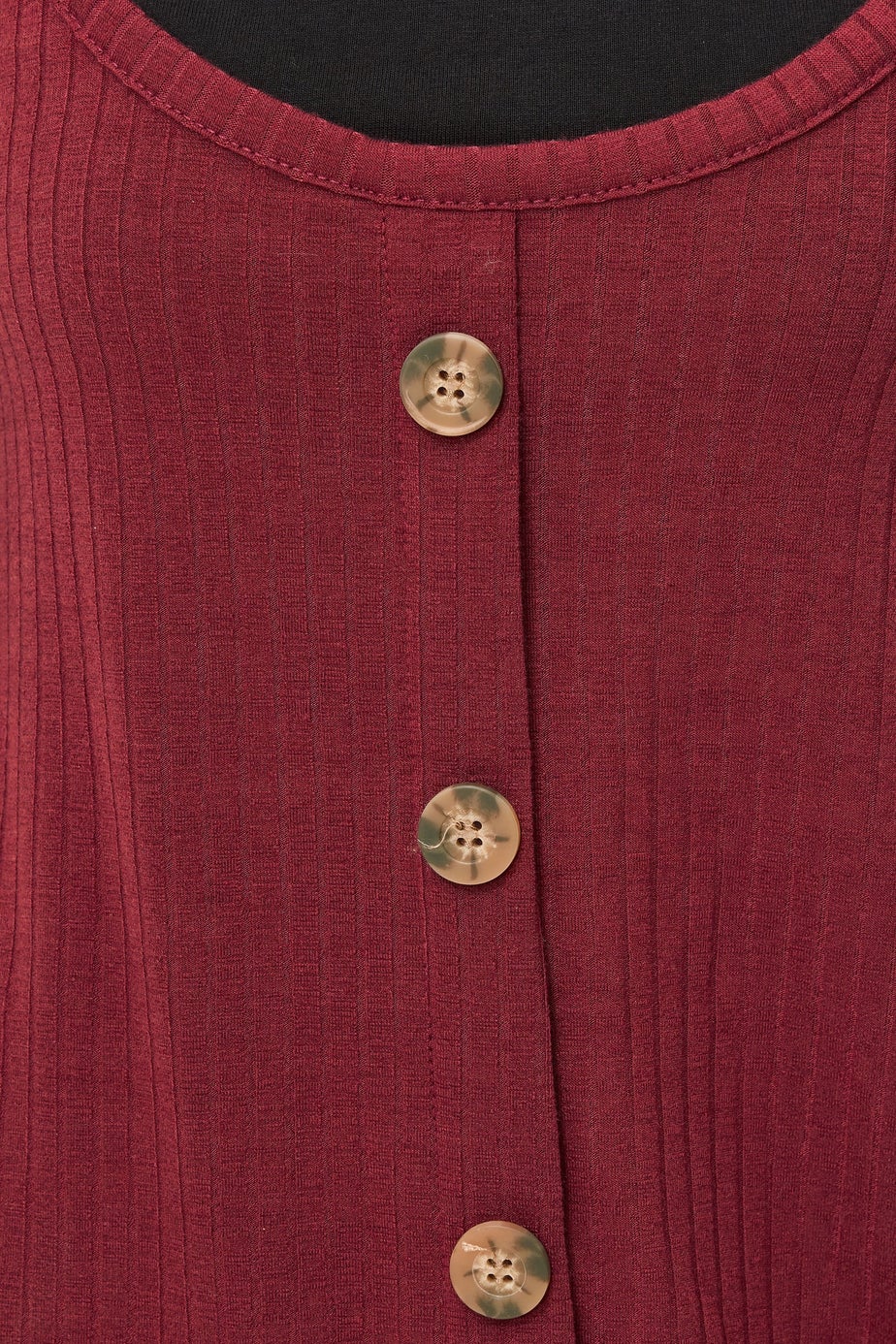 PixieGirl Petite Burgundy Red Ribbed Button Mini Dress