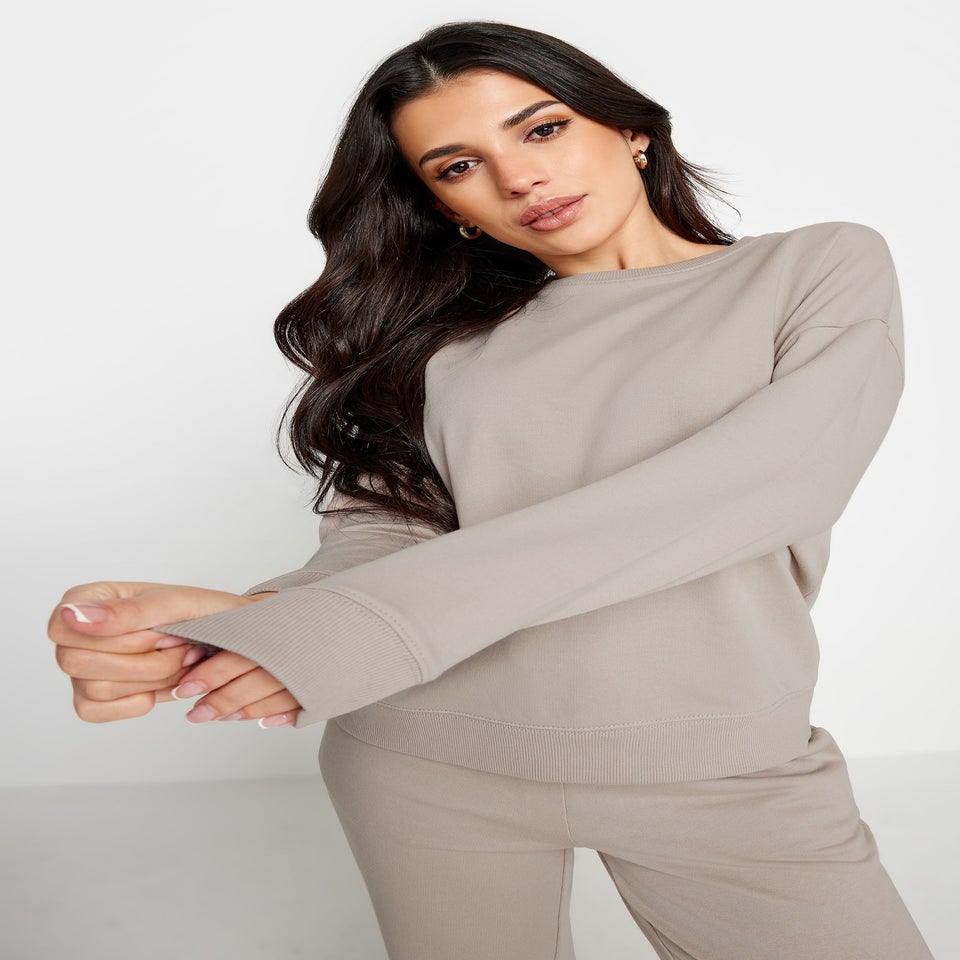 PixieGirl Petite Stone Brown Crew Neck Sweatshirt