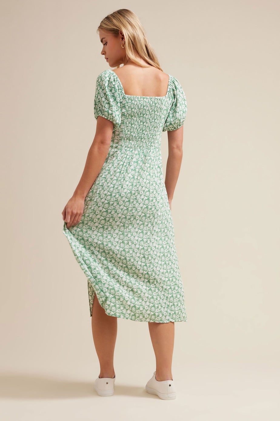 PixieGirl Petite Mint Green Floral Tie Front Midi Dress