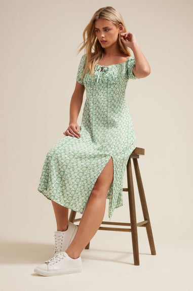 PixieGirl Petite Mint Green Floral Tie Front Midi Dress