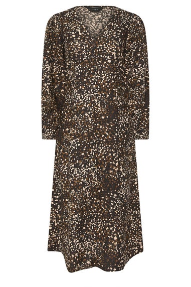 PixieGirl Petite Brown Abstract Spot Midi Tea Dress