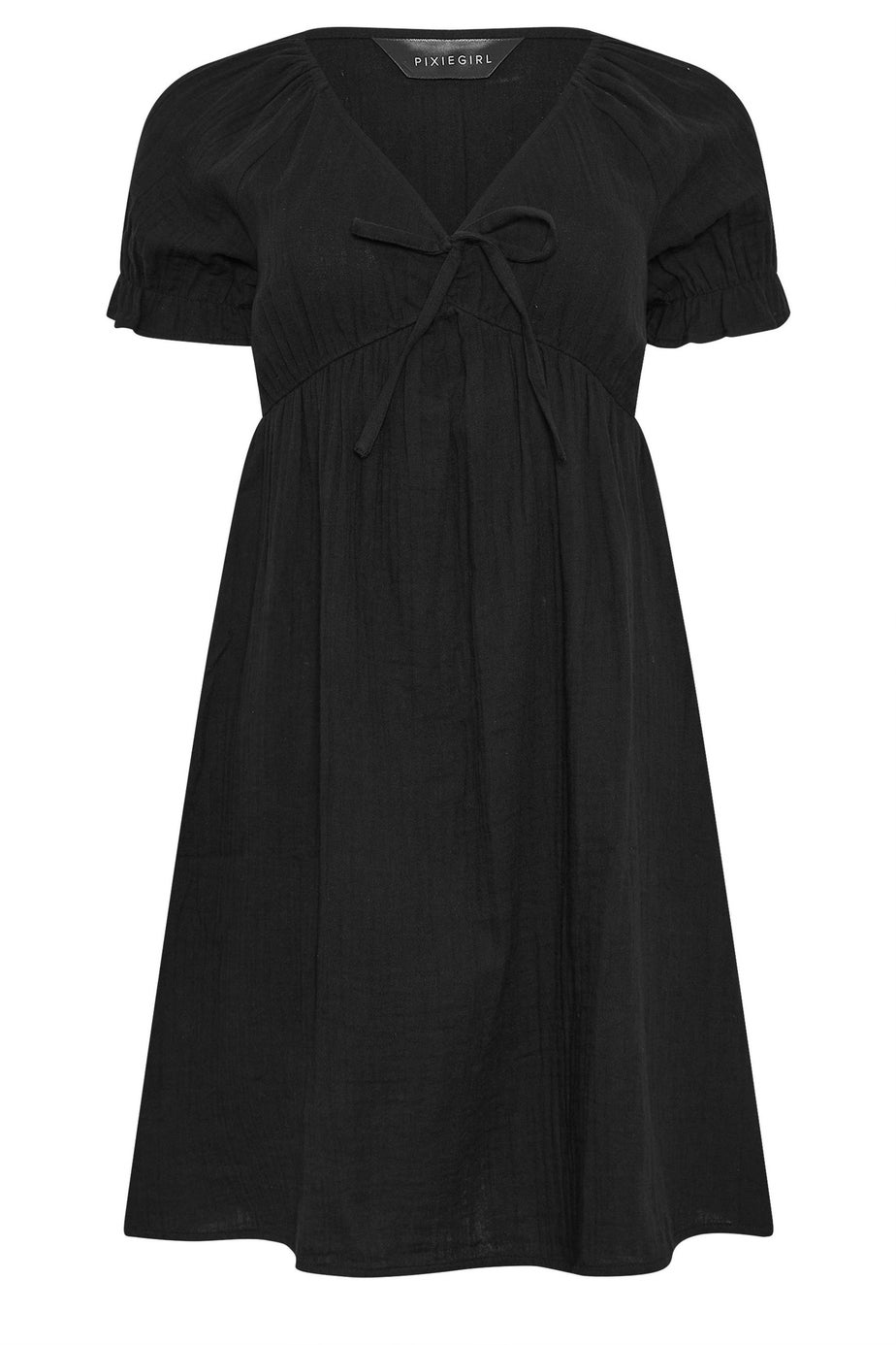 PixieGirl Petite Black Tie Front Mini Dress