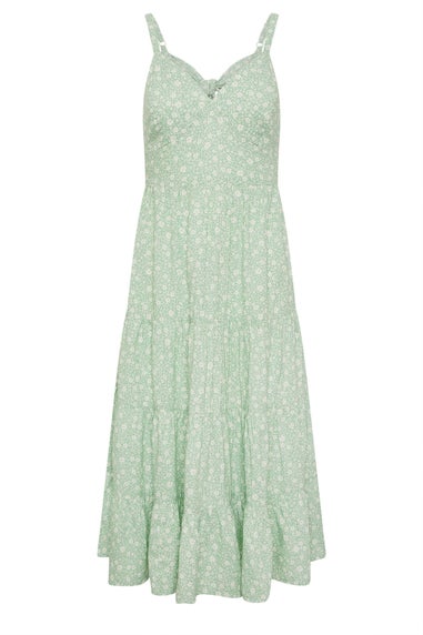 PixieGirl Petite Mint Green Floral Tie Back Midi Dress