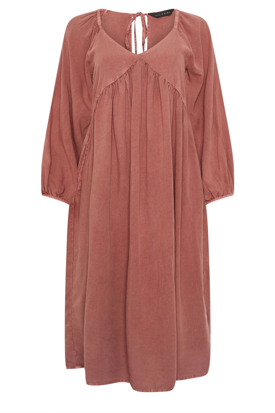 PixieGirl Petite Pink Woven Tie Back Smock Dress