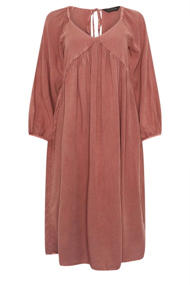 PixieGirl Petite Pink Woven Tie Back Smock Dress