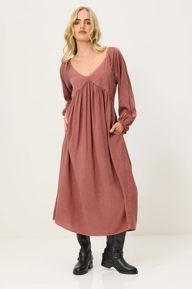 PixieGirl Petite Pink Woven Tie Back Smock Dress