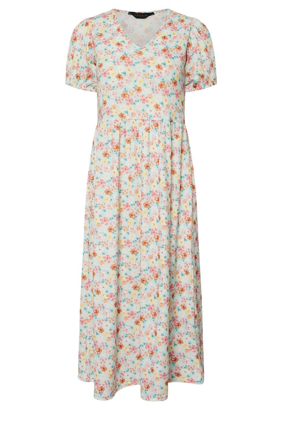 PixieGirl Petite Light Blue Floral V-Neck Midi Dress