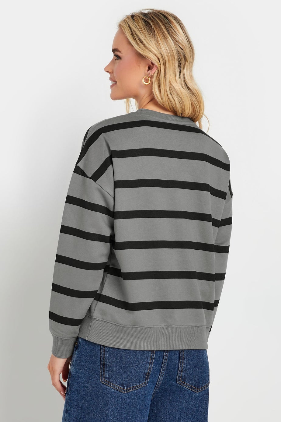 PixieGirl Petite Charcoal Grey Stripe Sweatshirt