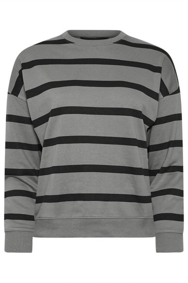PixieGirl Petite Charcoal Grey Stripe Sweatshirt