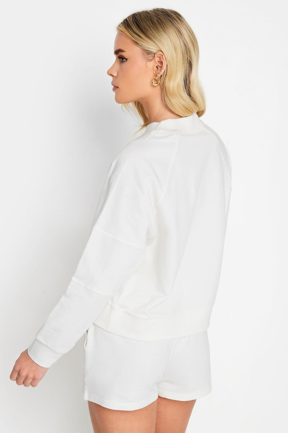 PixieGirl Petite Ivory White 'Sporty Season' Slogan Cropped Sweatshirt