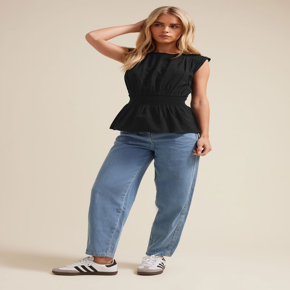 PixieGirl Petite Light Blue Non-Stretch Barrel Leg Jeans