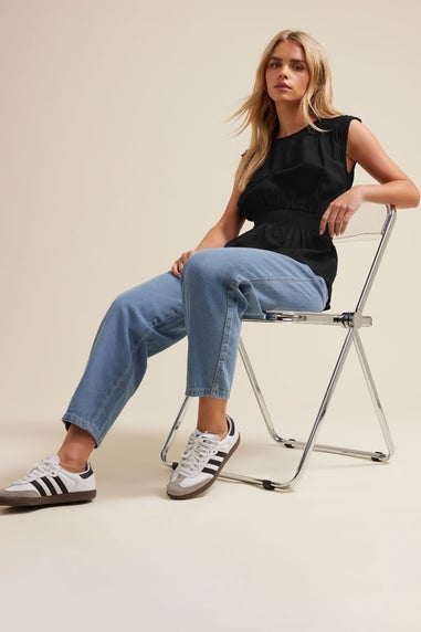 PixieGirl Petite Light Blue Non-Stretch Barrel Leg Jeans