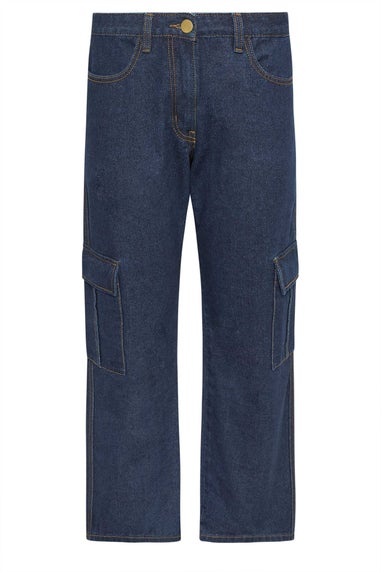 PixieGirl Petite Indigo Blue Non-Stretch Utility Cargo Jeans