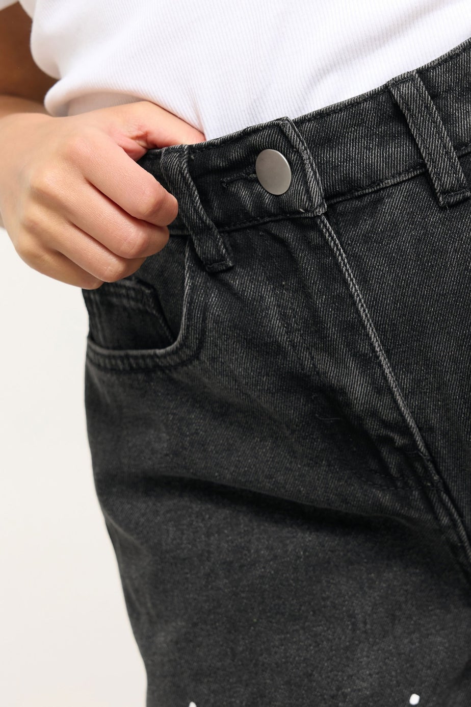 PixieGirl Petite Black Paint Splatter Non-Stretch Wide Leg Jeans