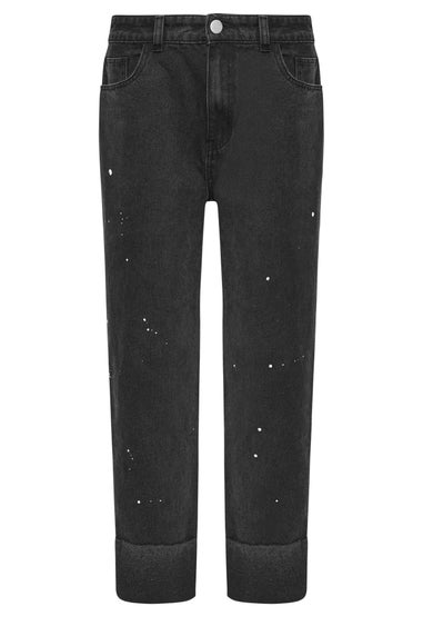 PixieGirl Petite Black Paint Splatter Non-Stretch Wide Leg Jeans