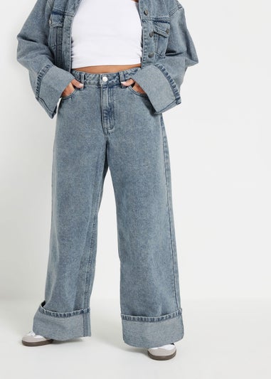PixieGirl Petite Blue Wash Denim Turn Up Jeans