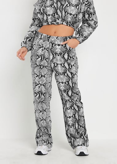 PixieGirl Petite Grey Snake Print Straight Leg Jeans
