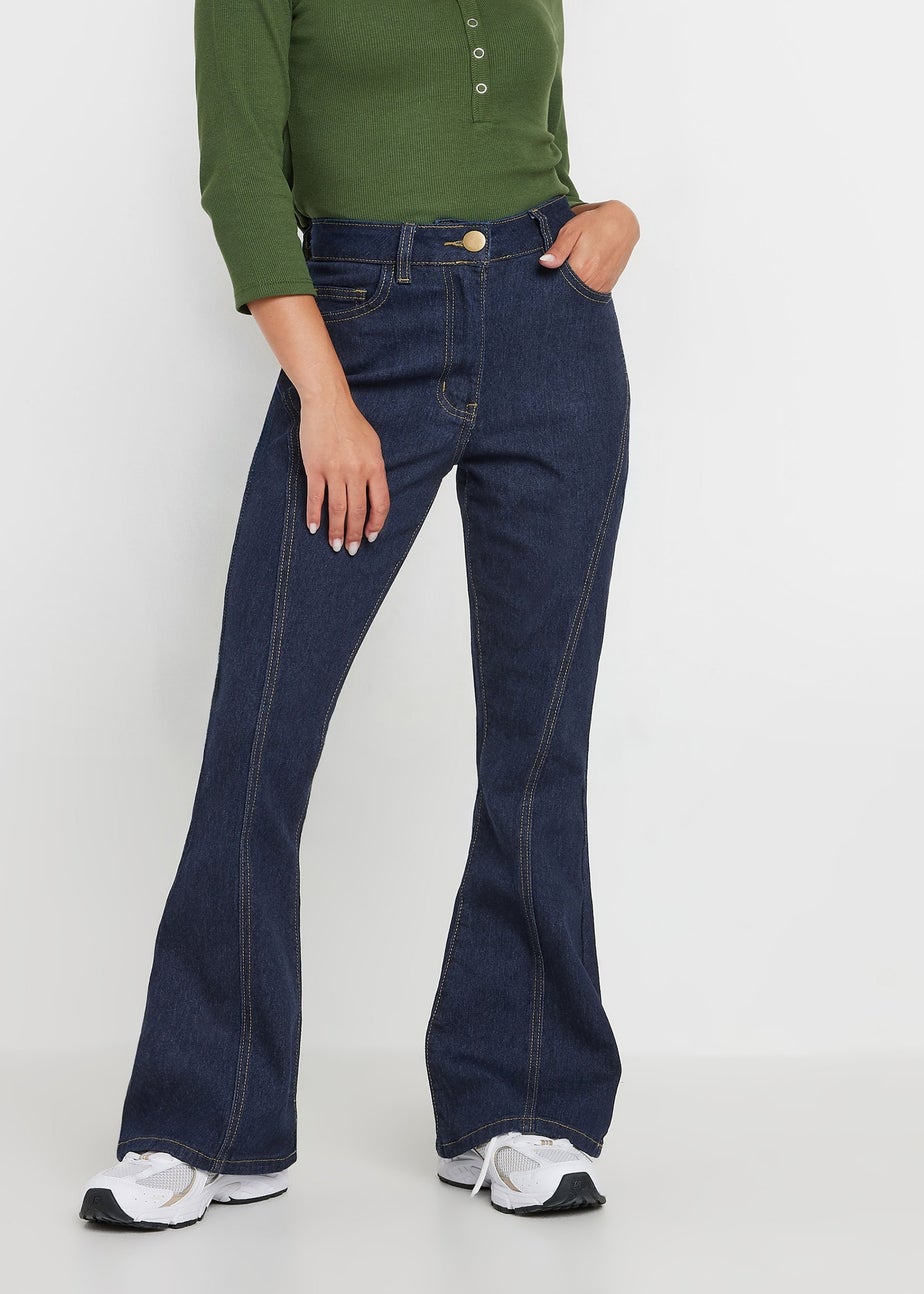 PixieGirl Petite Indigo Blue Seam Front Flared Jeans