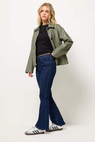 PixieGirl Petite Indigo Blue Seam Front Flared Jeans