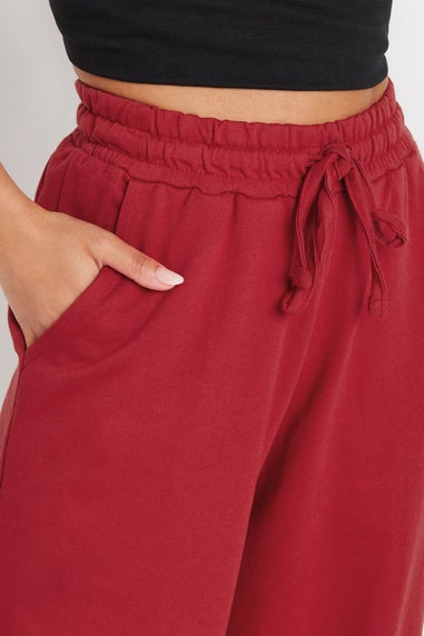 PixieGirl Petite Red Wide Leg Hem Detail Jogger