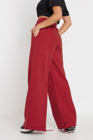 PixieGirl Petite Red Wide Leg Hem Detail Jogger