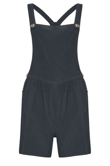 PixieGirl Petite Black Acid Wash Short Dungarees