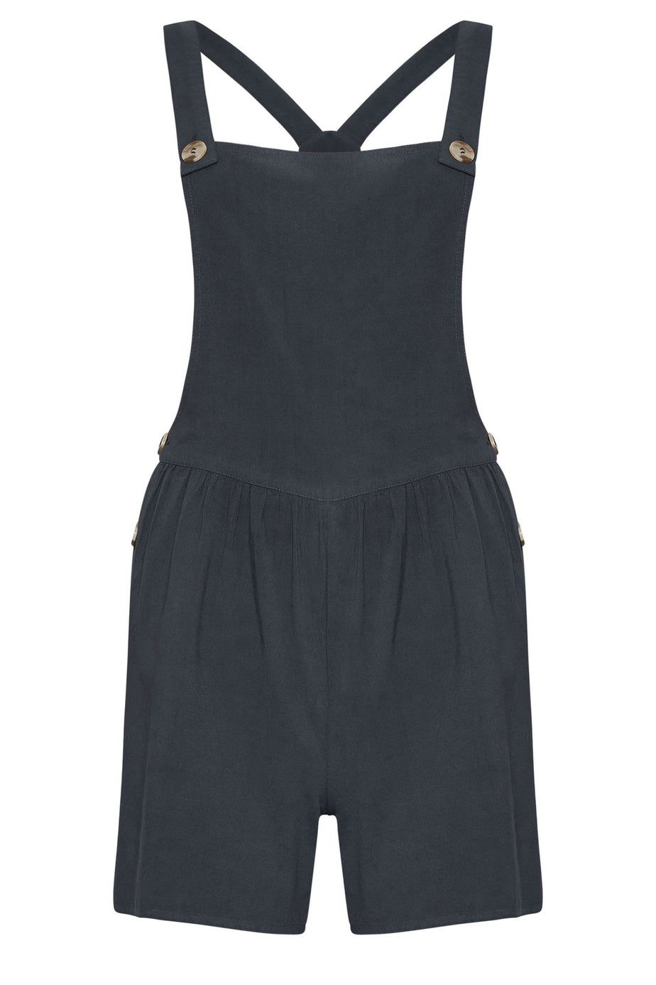 PixieGirl Petite Black Acid Wash Short Dungarees