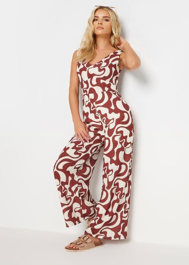 PixieGirl Petite Red Swirl Print Wide Leg Jumpsuit