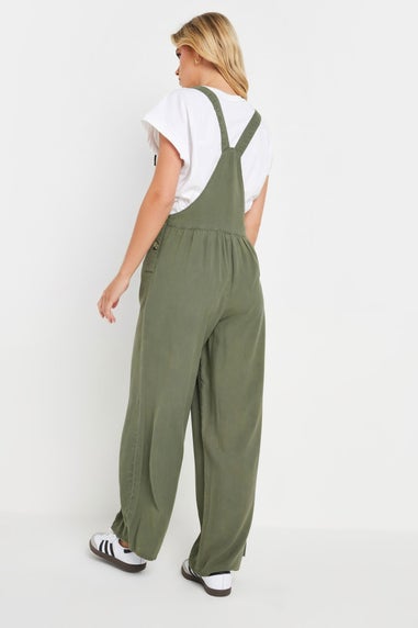 PixieGirl Petite Green Acid Wash Wide Leg Dungarees