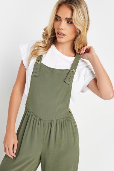PixieGirl Petite Green Acid Wash Wide Leg Dungarees