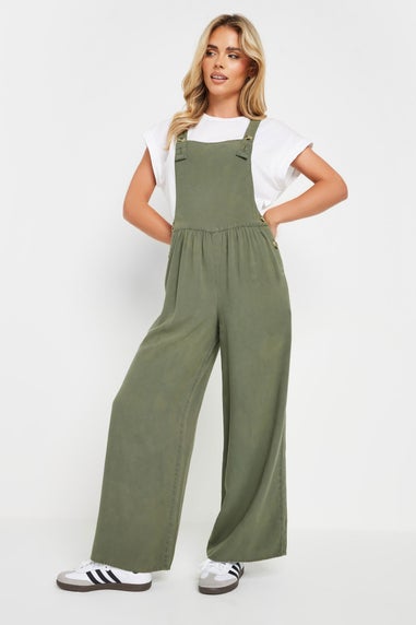 PixieGirl Petite Green Acid Wash Wide Leg Dungarees