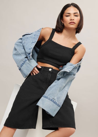 PixieGirl Petite Black Denim Jorts