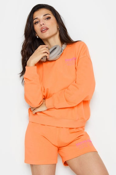 PixieGirl Petite Orange 'Santa Cruz' Slogan Jogger Shorts