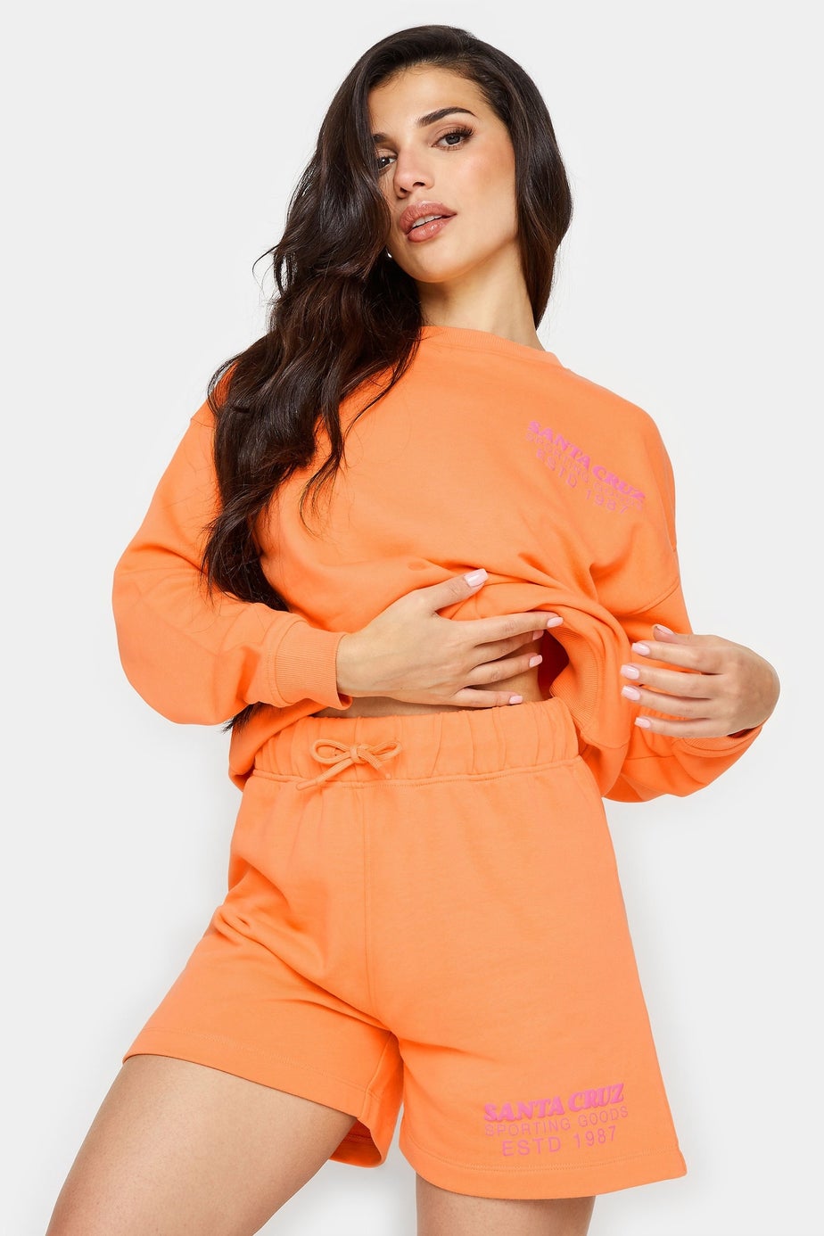 PixieGirl Petite Orange 'Santa Cruz' Slogan Jogger Shorts