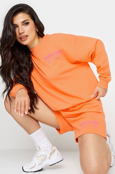 PixieGirl Petite Orange 'Santa Cruz' Slogan Jogger Shorts