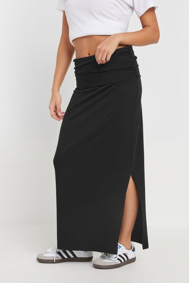 PixieGirl Petite Black Fold Over Maxi Skirt