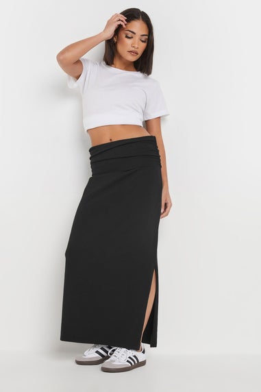 PixieGirl Petite Black Fold Over Maxi Skirt