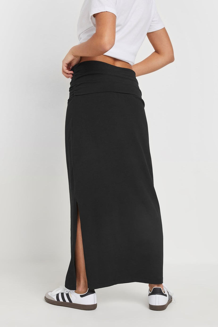 PixieGirl Petite Black Fold Over Maxi Skirt