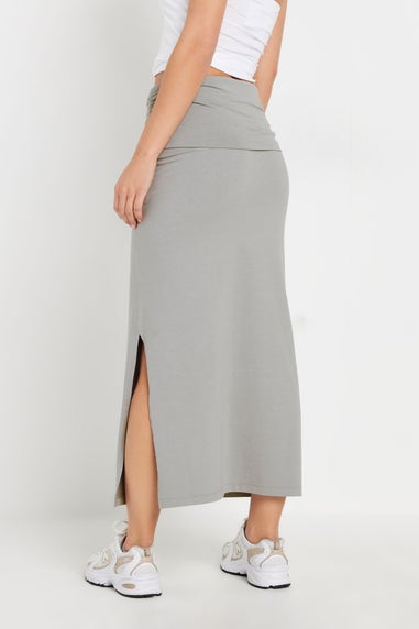 PixieGirl Petite Grey Fold Over Maxi Skirt