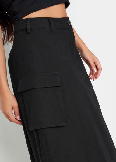 PixieGirl Petite Black Cargo Maxi Skirt