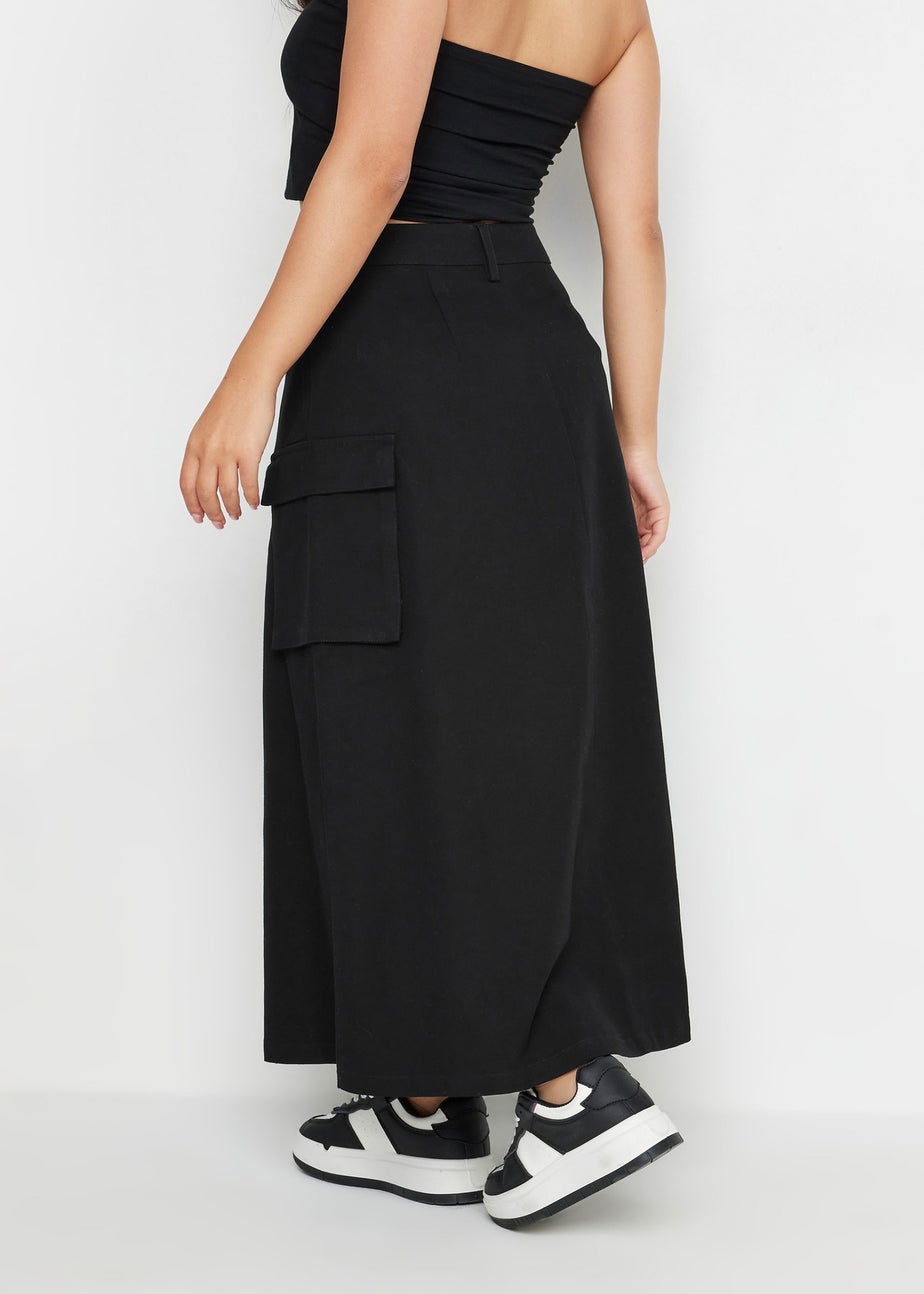 PixieGirl Petite Black Cargo Maxi Skirt