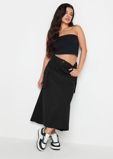 PixieGirl Petite Black Cargo Maxi Skirt