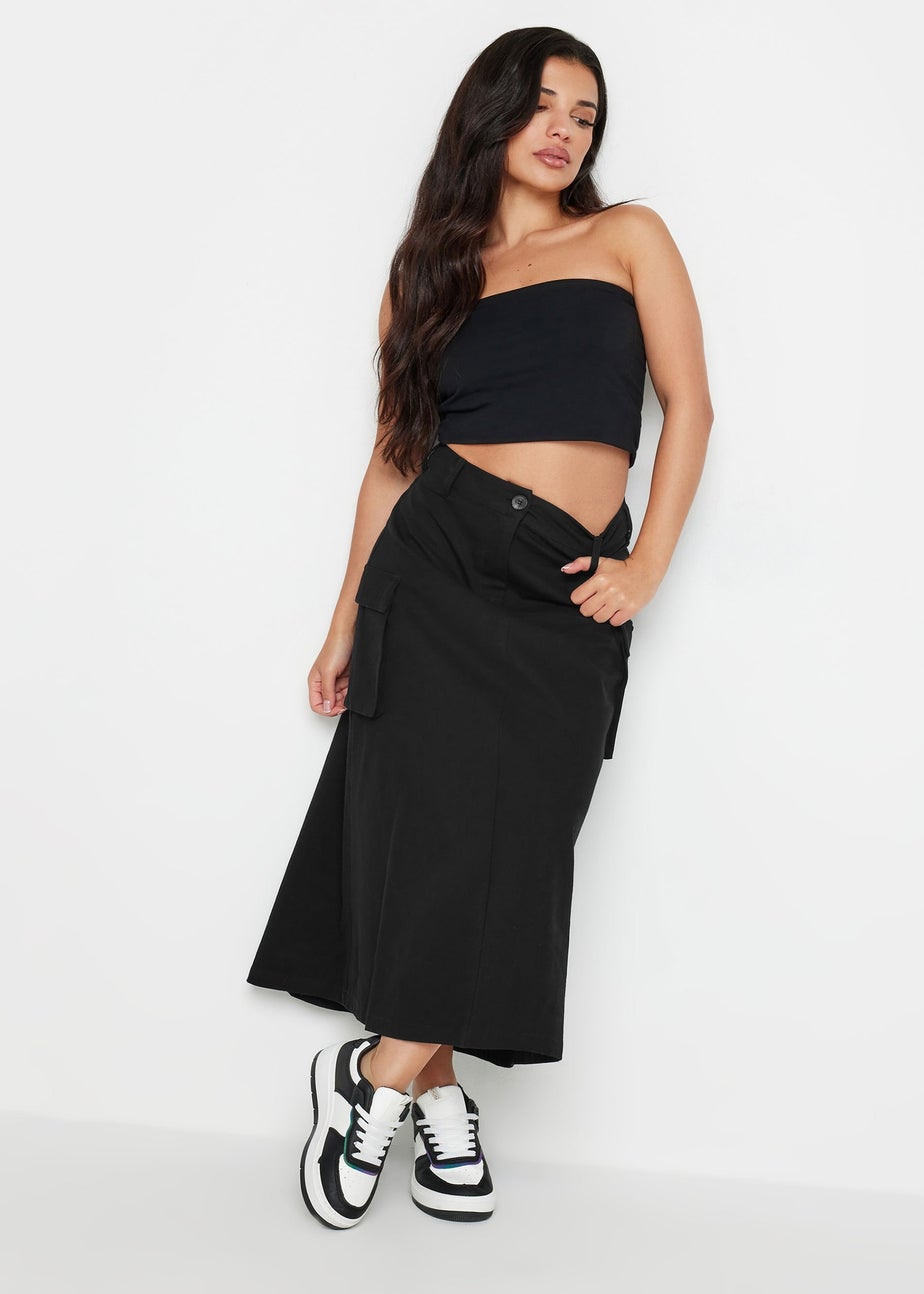 PixieGirl Petite Black Cargo Maxi Skirt