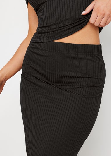 PixieGirl Petite Black Ribbed Maxi Tube Skirt