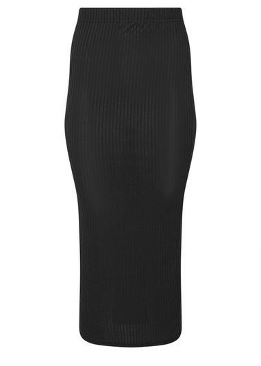 PixieGirl Petite Black Ribbed Maxi Tube Skirt