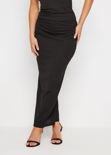 PixieGirl Petite Black Ribbed Maxi Tube Skirt